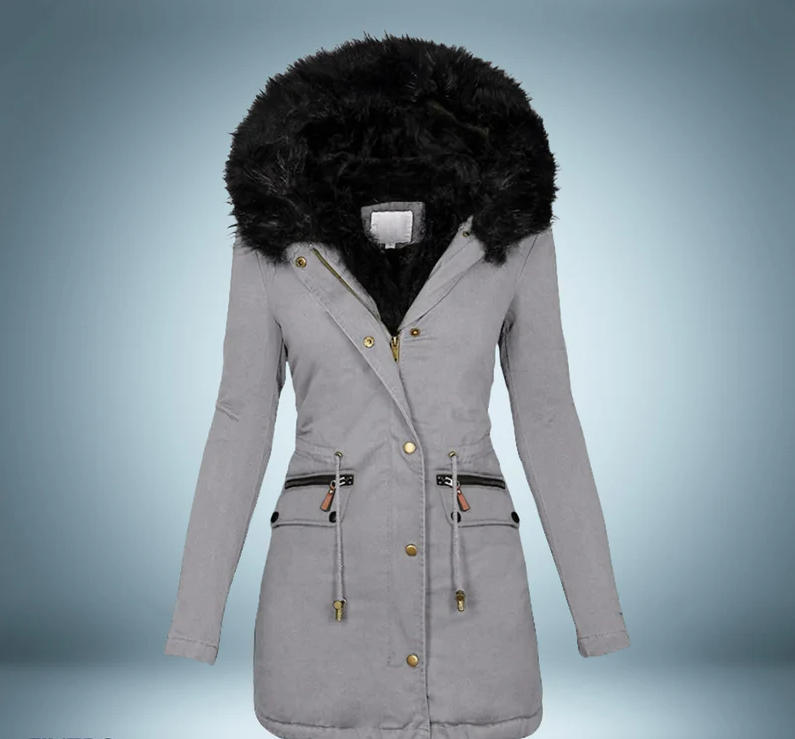 Stylish Women's Black Parka with Fur Trim