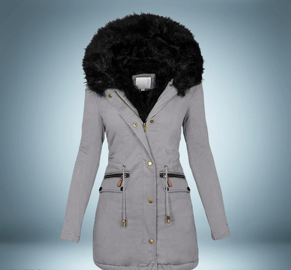 Stylish Women's Black Parka with Fur Trim