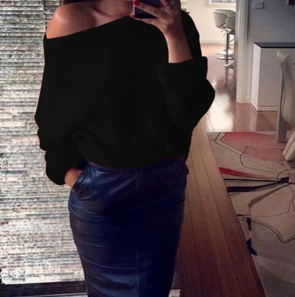 Stylish Women's Off-the-Shoulder Elegant Sweater