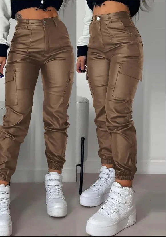 Stylish Men's Leather Cargo Pants