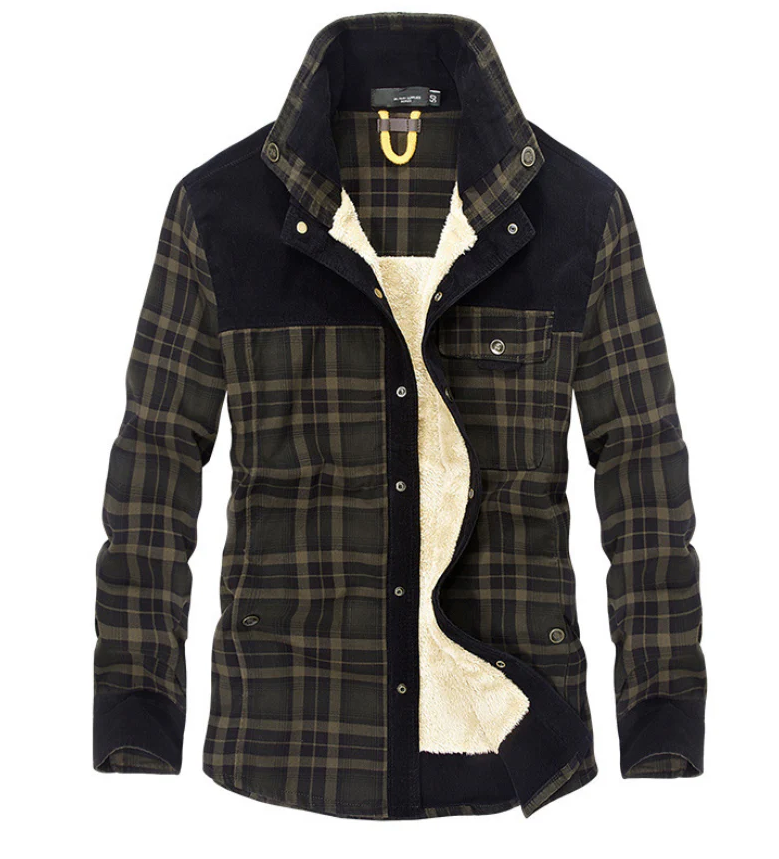Men's Winter Coat Flannel Stand-Up Collar Warm