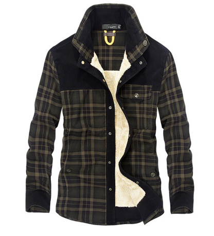 Men's Winter Coat Flannel Stand-Up Collar Warm