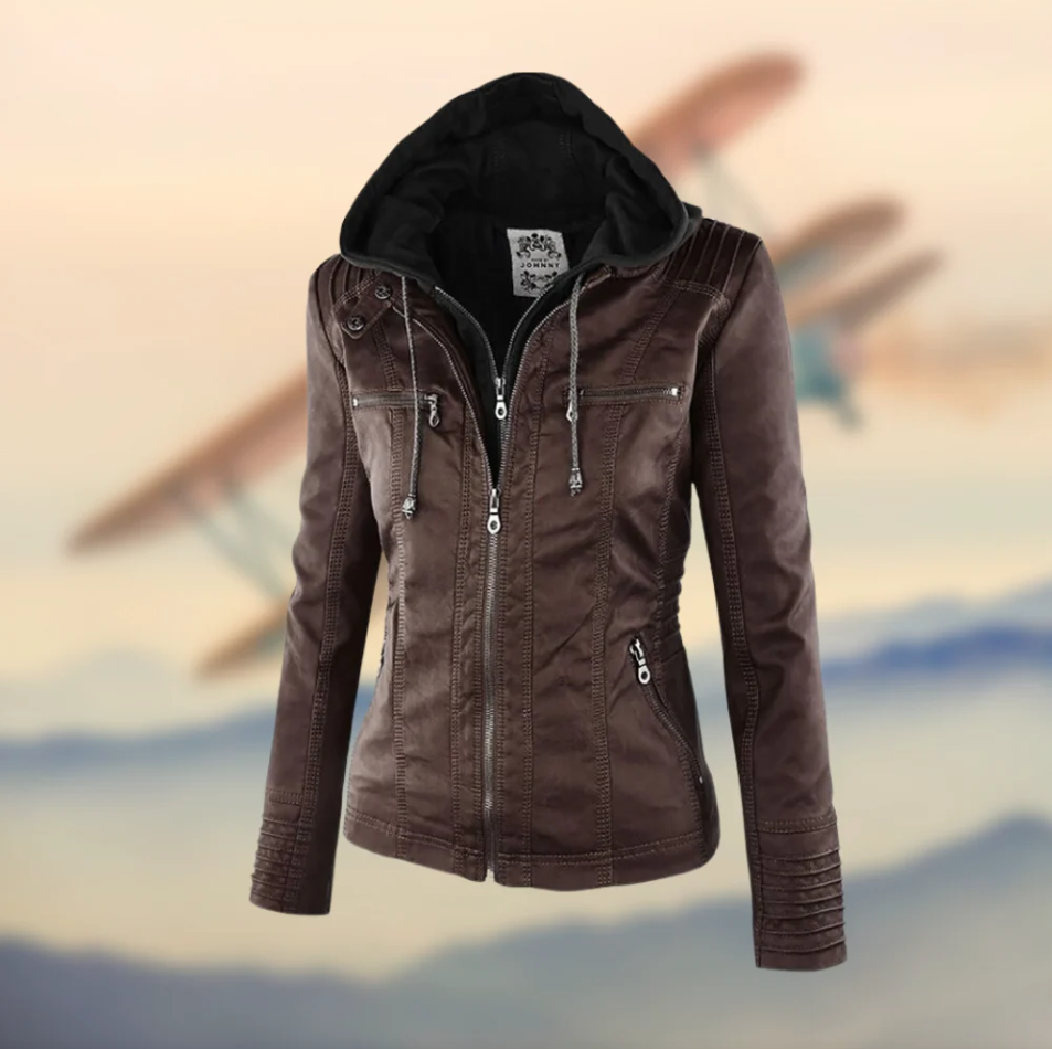 Elegant Women's Black Leather Jacket