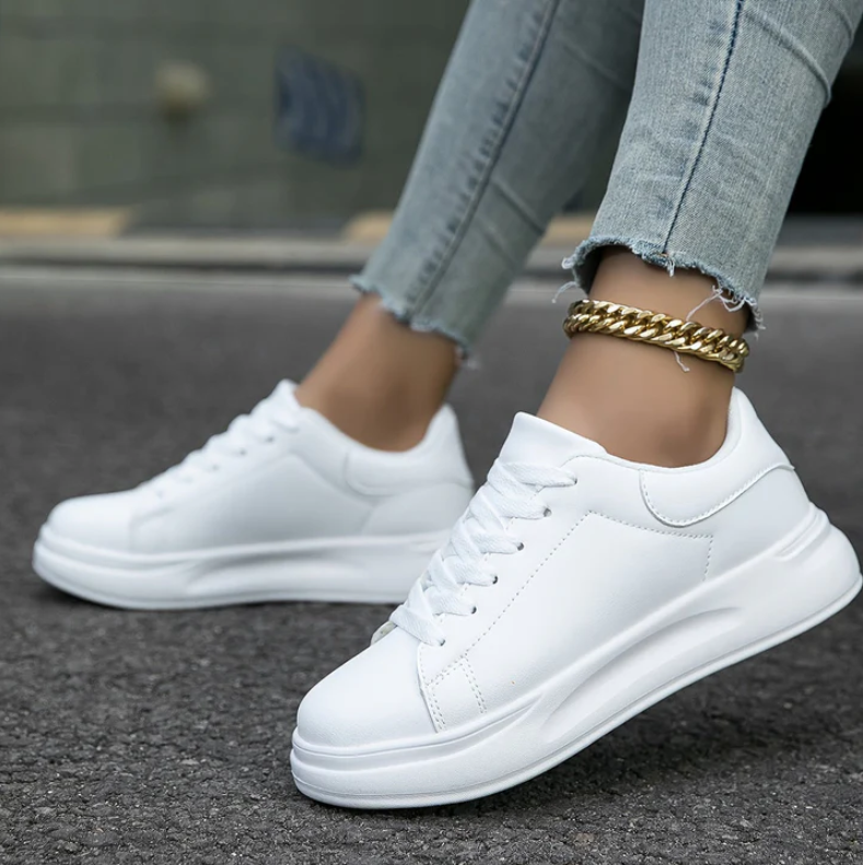 Elegante Damen Schnürschuhe Weiß Klassik - IdealeKleiden