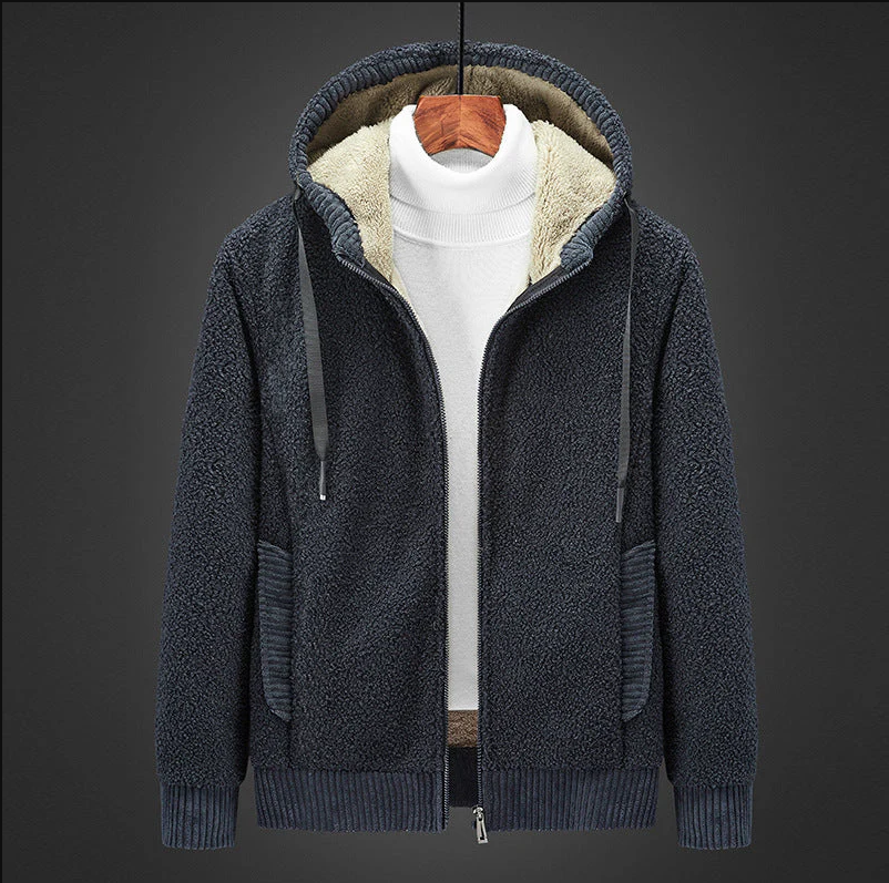 Herren Hoodie Warm Gefüttert Reißverschluss - IdealeKleiden