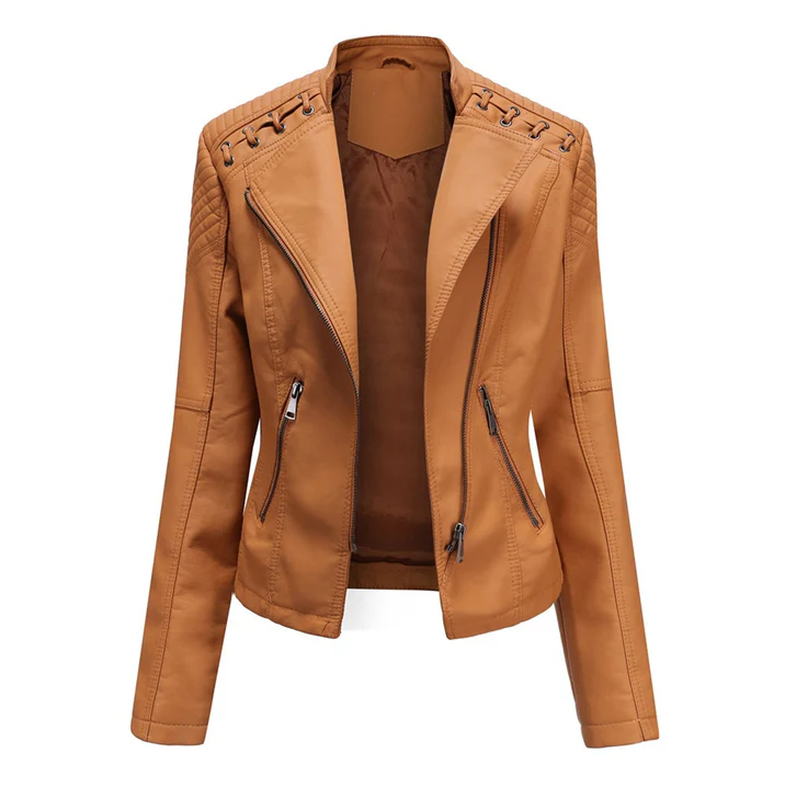 Marie - Elegant Leather Biker Jacket