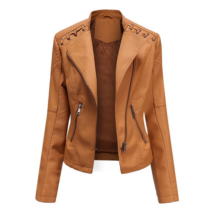 Marie - Elegant Leather Biker Jacket