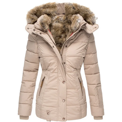 Women's Winter Coat Fur Hood Luxury Design