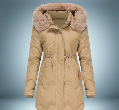 Colorful parka with soft fur collar