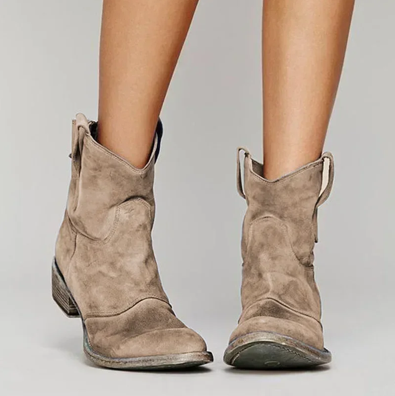 Stylische Damen-Stiefeletten Cowboy-Look - IdealeKleiden