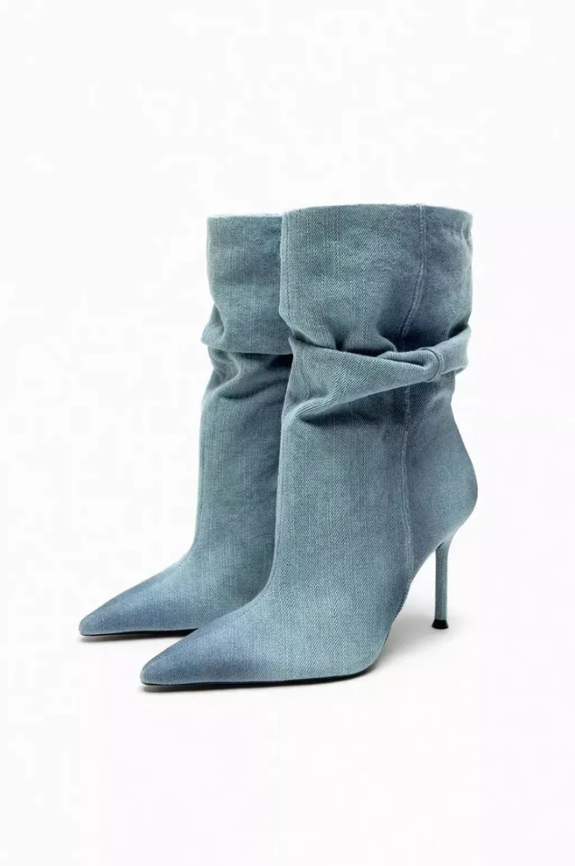 Damenschuhe Hochhackige Stiefel Elyce Denim - IdealeKleiden