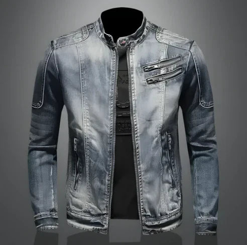 Men's Denim Jacket Zipper Blue