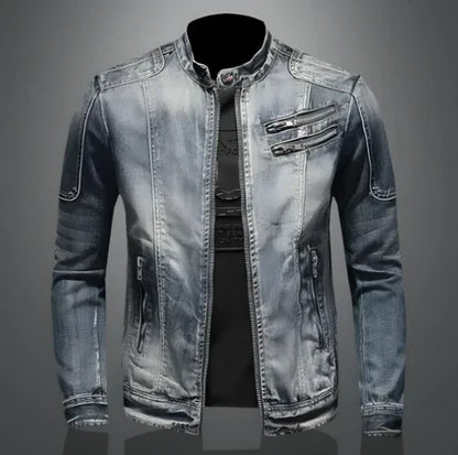 Men's Denim Jacket Zipper Blue