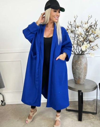 Large winter coat with clean seams and practical pockets