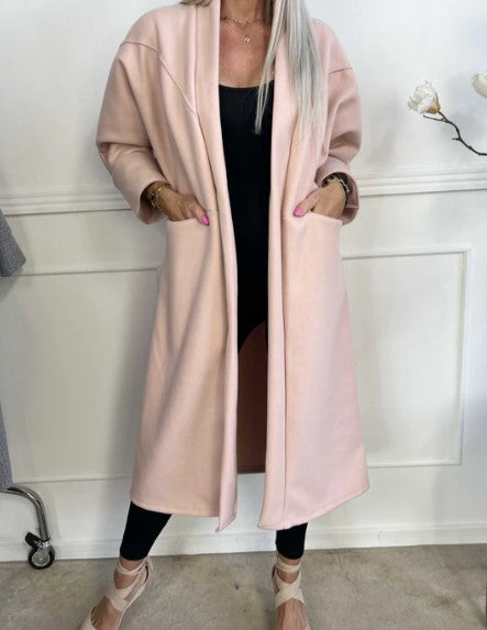 Large winter coat with clean seams and practical pockets