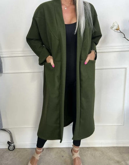 Large winter coat with clean seams and practical pockets