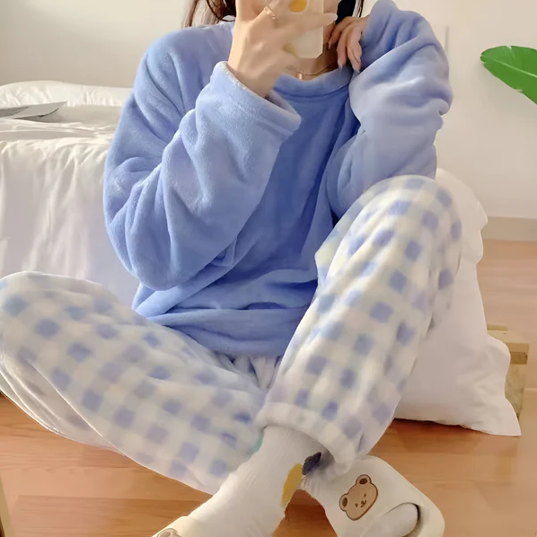 Weiches Fleece Pyjama Set Damen
