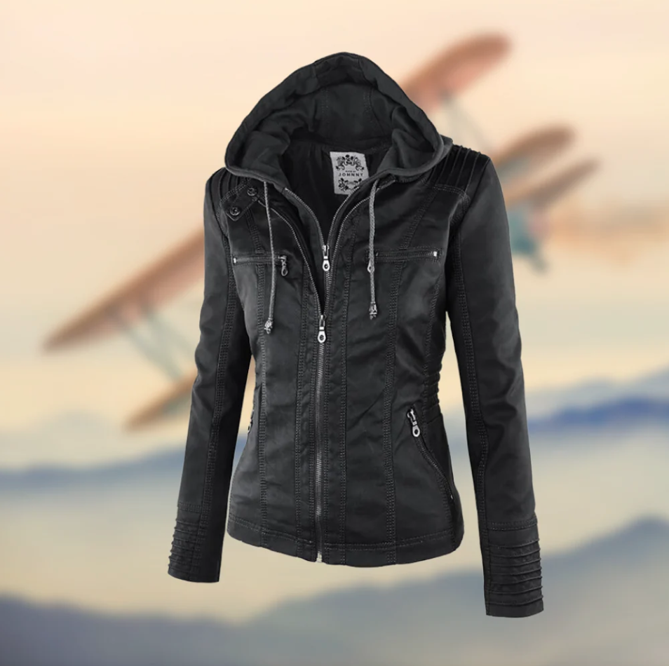 Elegant Women's Black Leather Jacket
