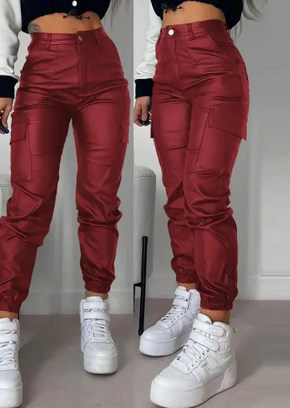 Stylish Men's Leather Cargo Pants
