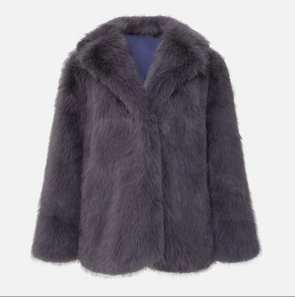 Luxus Damenjacke Weiches Kunstfell Mantel