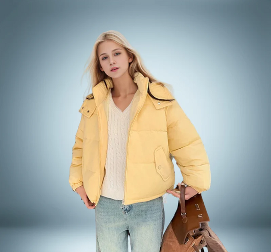 Warme Daunenjacke Kapuze Damen - IdealeKleiden