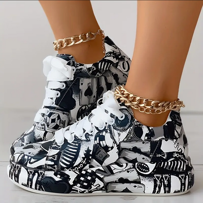 Stylische Damen Sneaker Graffiti Design