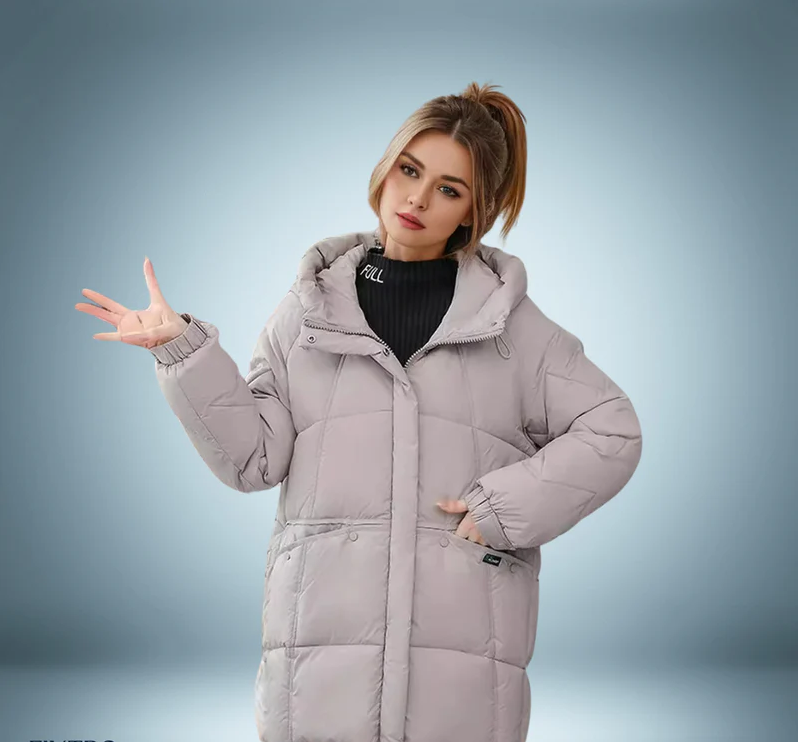 Stylish Grey Down Jacket for Women