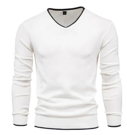 Elegant V-Ausschnitt Pullover aus edlem Silbergrau - IdealeKleiden