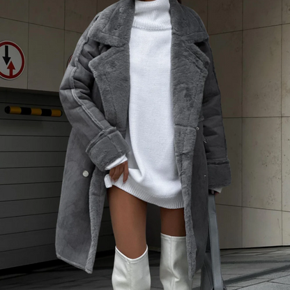 Elegant Women's Plush Long Coat