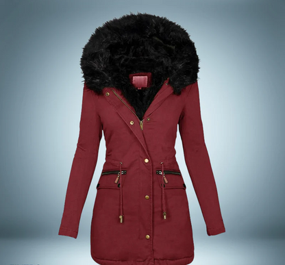 Stylish Women's Black Parka with Fur Trim