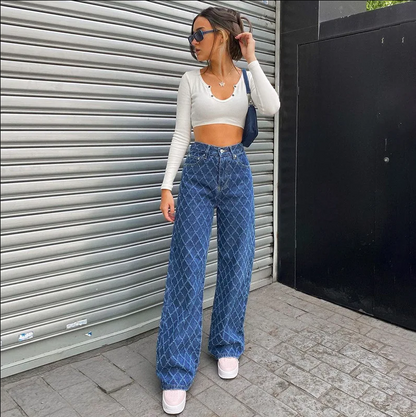 Rautenförmige High-Waist Jeans für Herren - IdealeKleiden