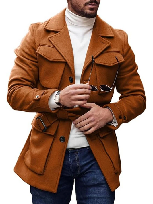 Herren Wintermantel Vieltaschen Schnürenverschluss - IdealeKleiden