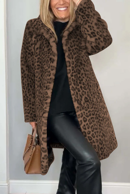 Stylish Women's Winter Jacket Leopard Print
