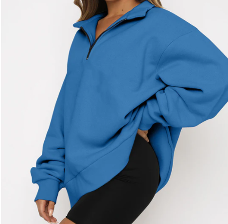 Women's Sweatshirt with Collar, Elegant Style