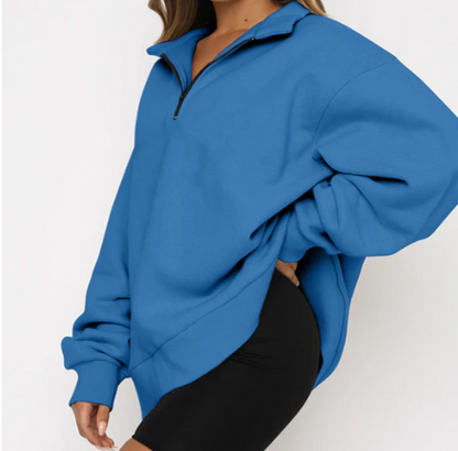 Women's Sweatshirt with Collar, Elegant Style