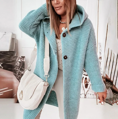 Yelena - Warm Knitted Cardigan with Hood for Women