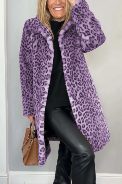 Stylish Women's Winter Jacket Leopard Print