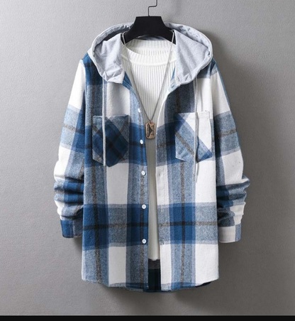 Casual Men's Plaid Hooded Jacket