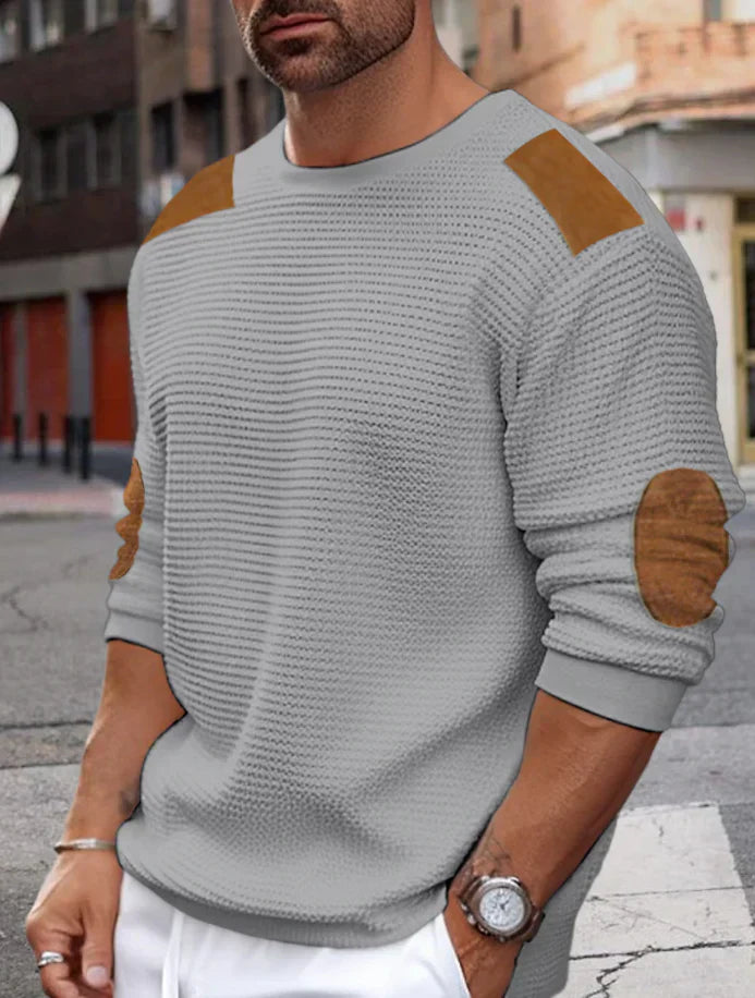 Men's Waffle Rib Knit Modern Sweater