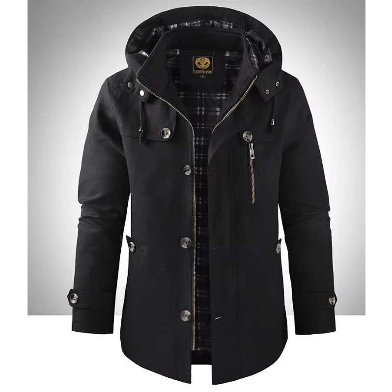 Herren Winterjacke Wasserdicht Kapuze Taschen