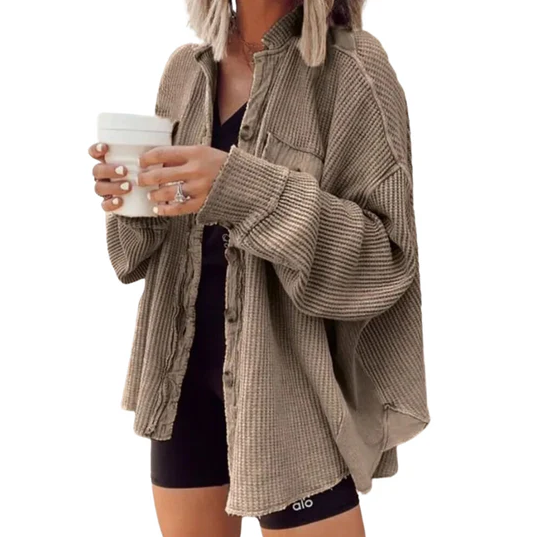 Klassische Cordjacke mit Kapuze Baumwolle - IdealeKleiden
