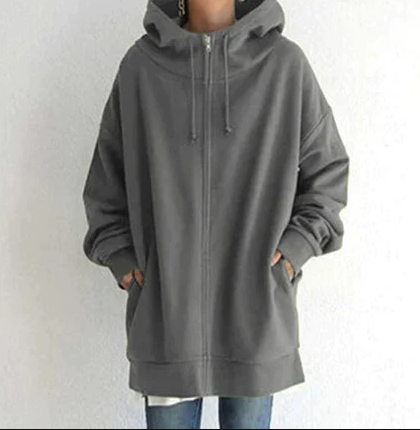Damen Kapuzenpullover Reißverschluss Modern Style - IdealeKleiden