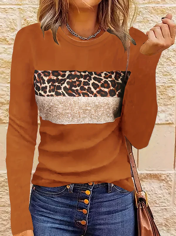 Women's Chic Leopard Print Long Sleeve Shirt