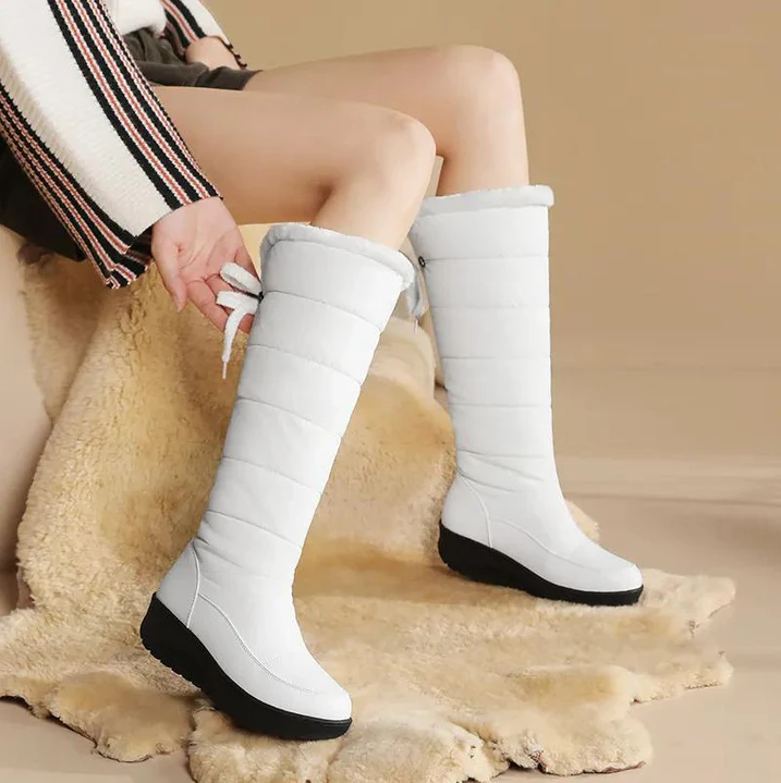 Warme Winterstiefel Frauen - Pelzgefütterte Kniehohe Schneestiefel - IdealeKleiden