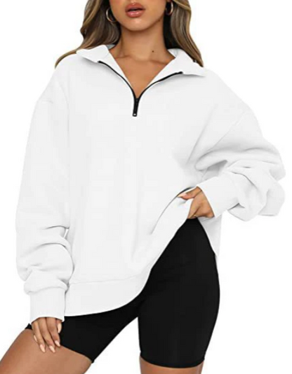 Women's Sweatshirt with Collar, Elegant Style