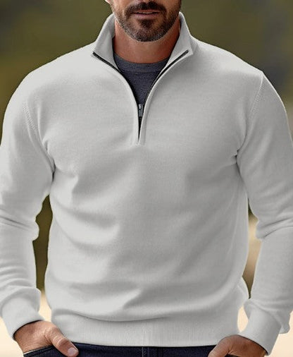 Bequemer Herren Pullover Viertelreißverschluss Casual - IdealeKleiden