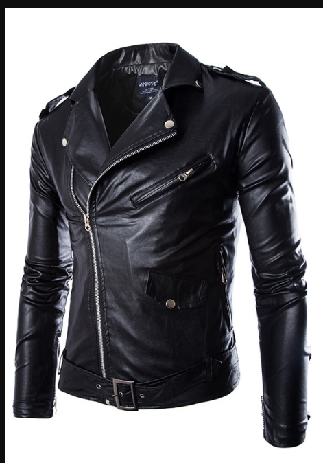 Men's Sporty Leather Motorcycle Jacket