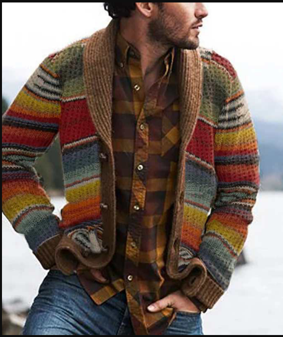 Men's Plaid Vintage Look Cardigan