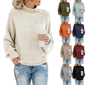 Damen Rollkragenpullover Weich und Warm - IdealeKleiden