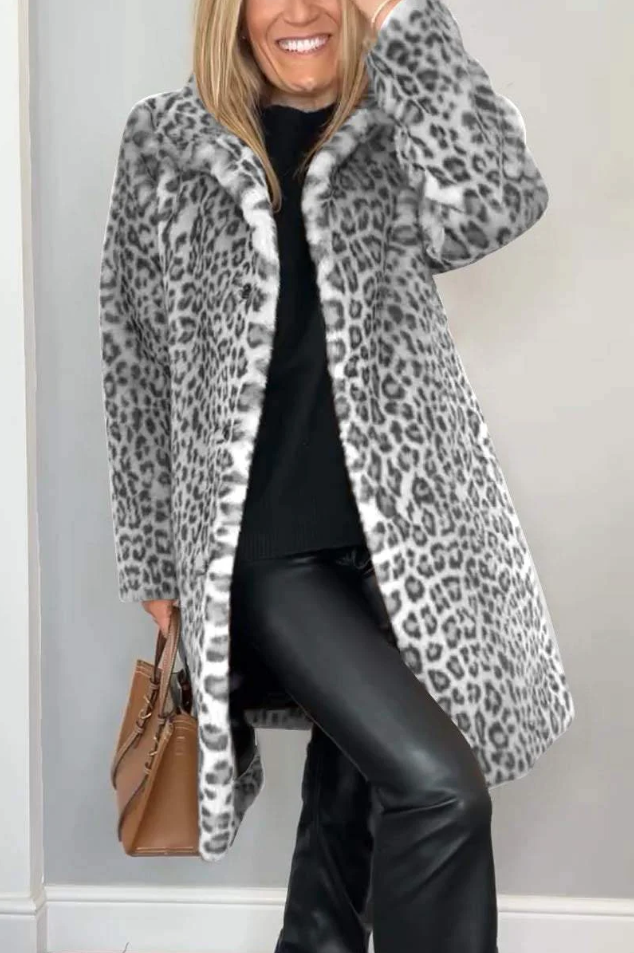Stylish Women's Winter Jacket Leopard Print